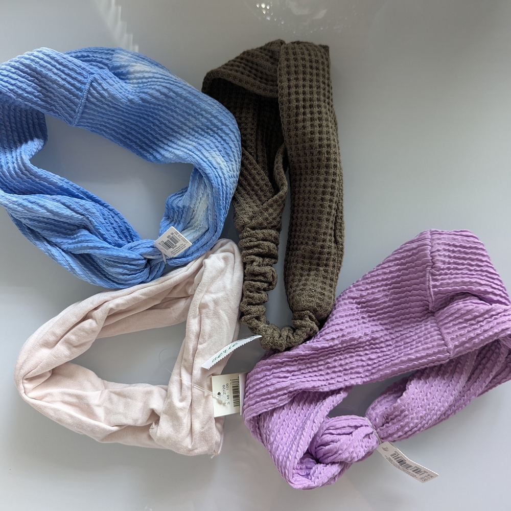 Aerie Waffle Knit Headbands Set - Blue, Brown, Pink, Purple
